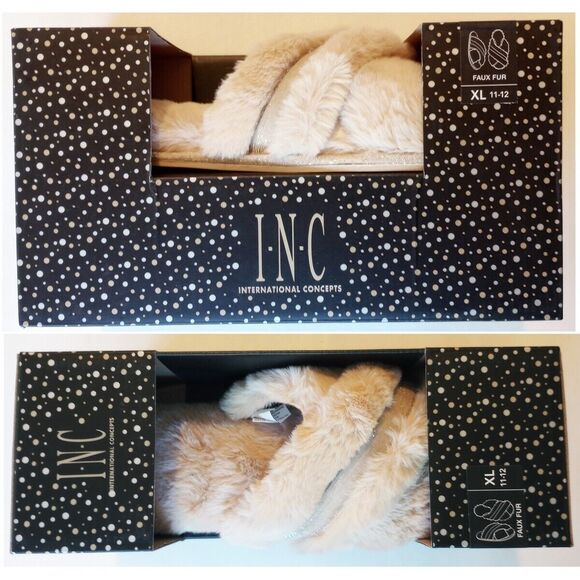 NIB Arch Support Foam Faux Fur Super Soft Crossband Slippers XL 11-12 - Picture 4 of 6